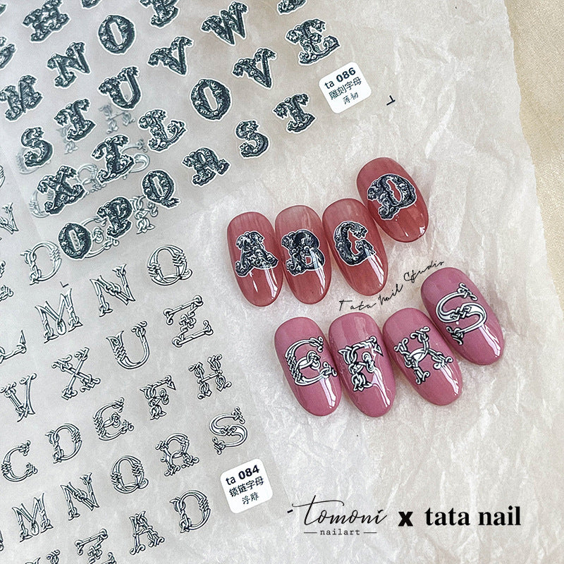 TOMONI Relief Iron Chain Alphabet #ta084