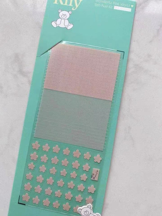 Mint nail sticker package with pink flowers and pale green sticker panels