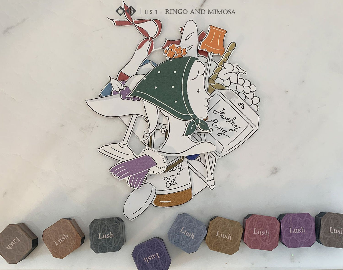 Ringo & Mimosa soft gel palette board with illustrated styling and color pans
