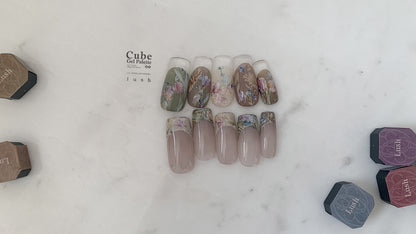 Floral and plain soft gel swatch chart