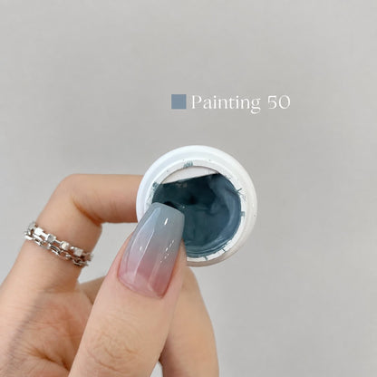 YHH Patting Painting Chrome-Rubbable Pot Gel 5g, shade P50 – slate blue-gray gel texture in an open nail color pot.