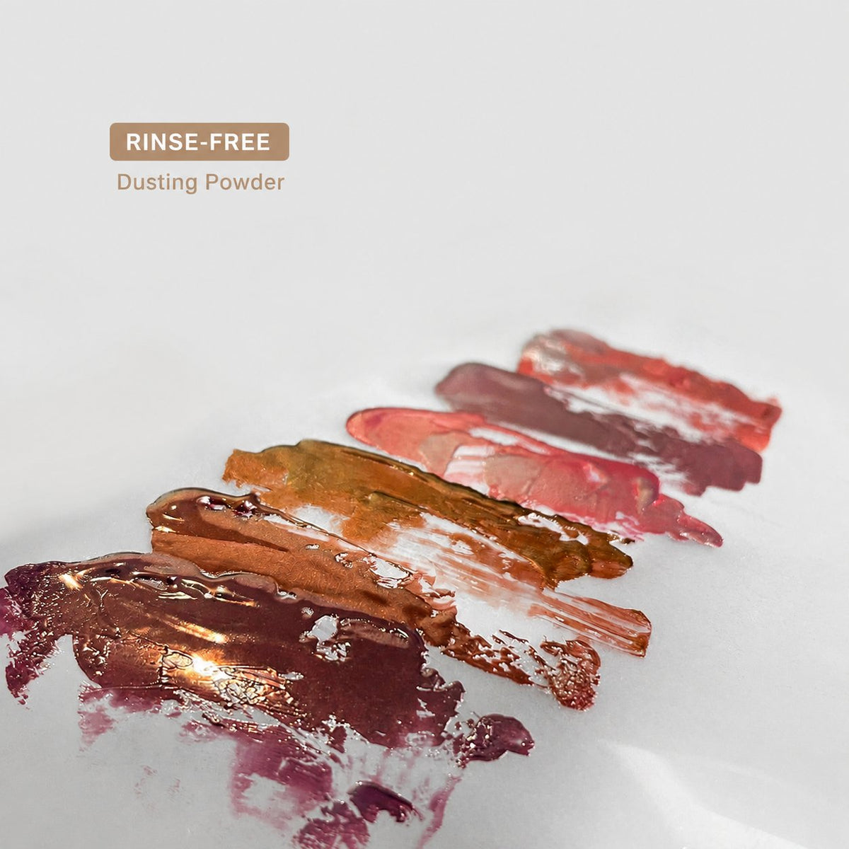 YHH Patting Painting Pot Gel glossy colour strokes in brown, red, coral, and pink.