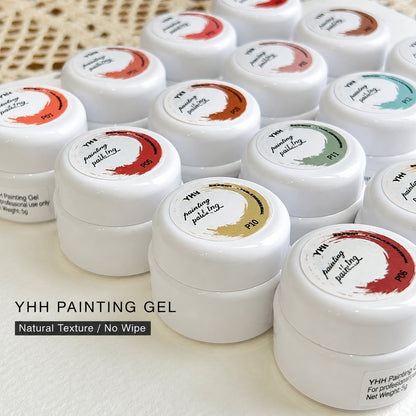 YHH Patting Painting Pot Gel 5g jars with assorted coloured lid labels.