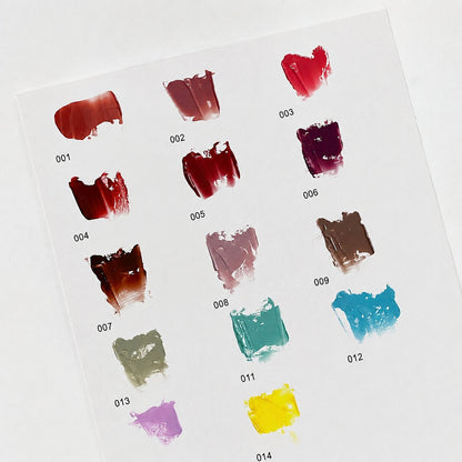 YHH Patting Painting Pot Gel numbered swatch card showing 14 painted shades.